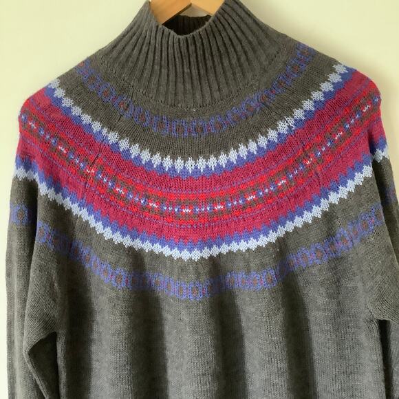 Lane Bryant Fair Isle Heather Gray L/S Mock Turtleneck Sweater Dress 14/16 NWOT - Picture 4 of 11
